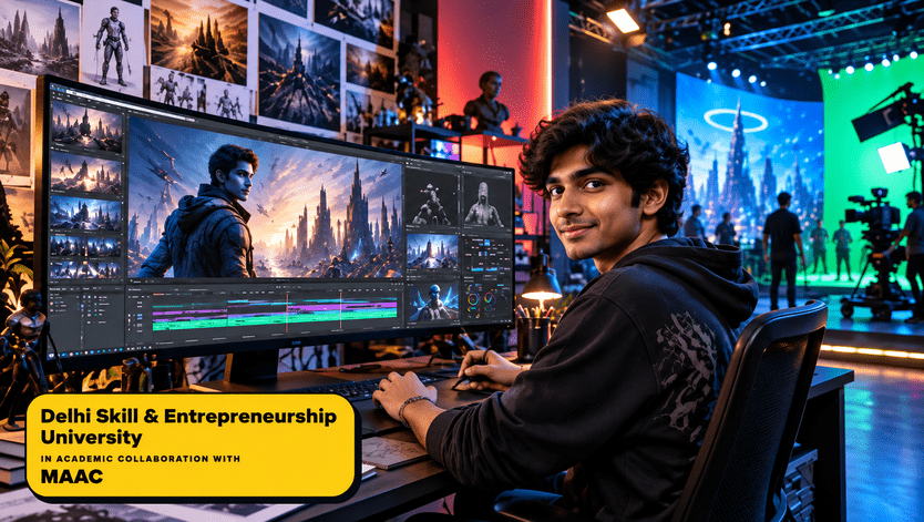 Student working on animation and VFX production