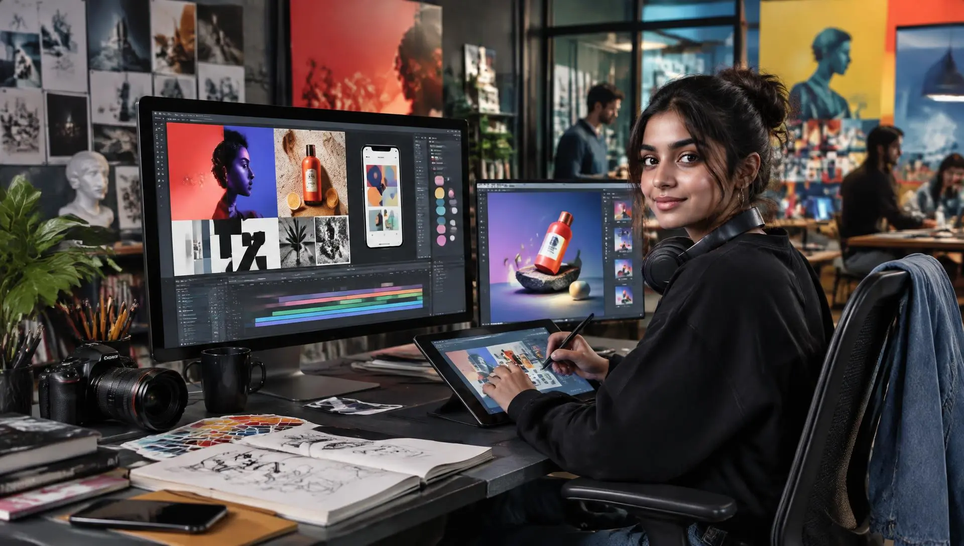 Student working on animation and VFX production